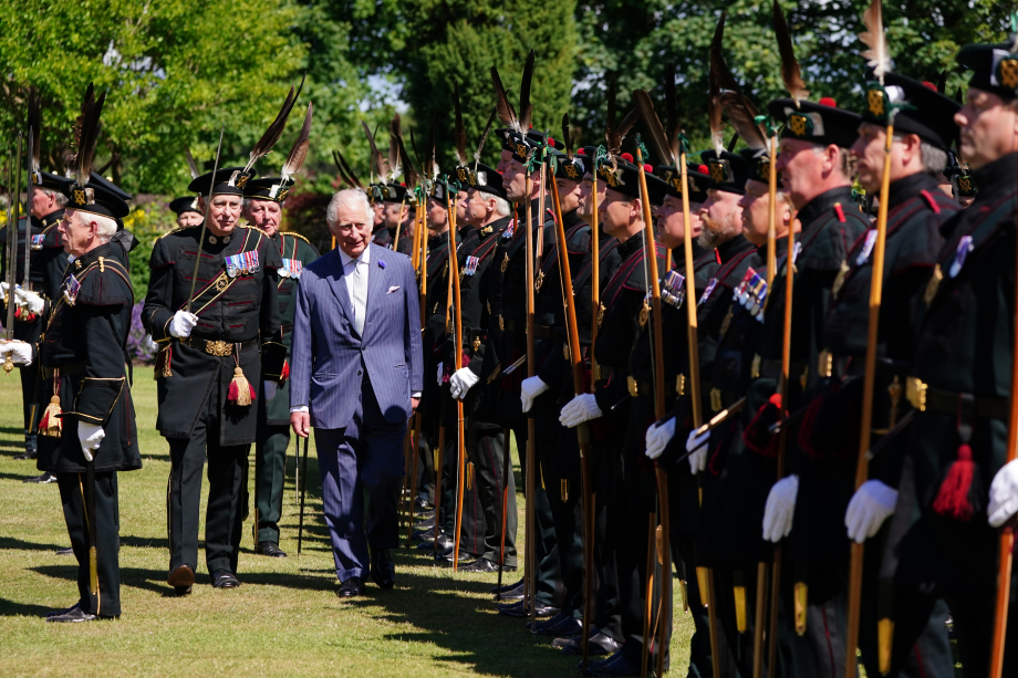 The King (as The Prince of Wales) with The Royal Company of Archers)