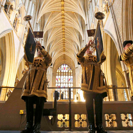 Buglers performing