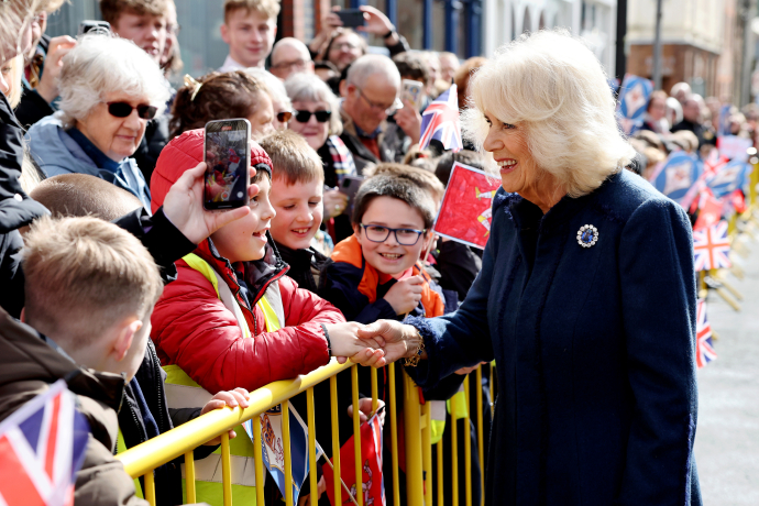 The Queen meeting with young children during the Isle of Man visit. 